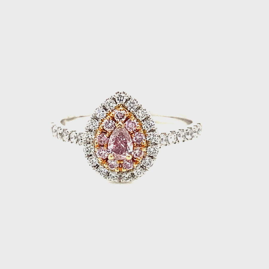 Ellendale Pink & White Diamond Pear Engagement Ring