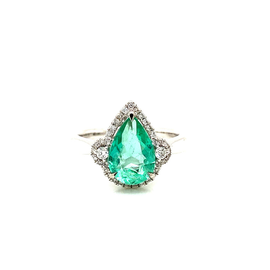 Emerald & Diamond Pear Cut Dress Ring