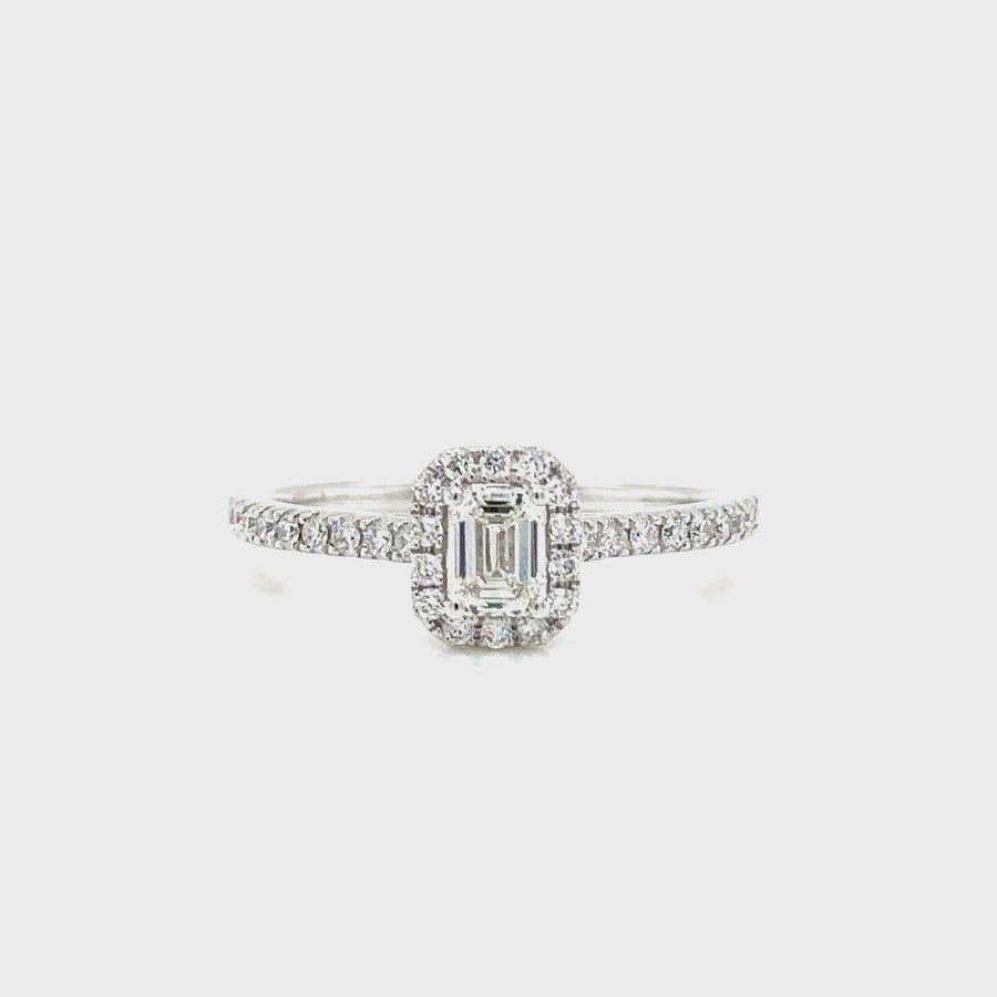 Emerald Cut Diamond & White Gold Dress Ring