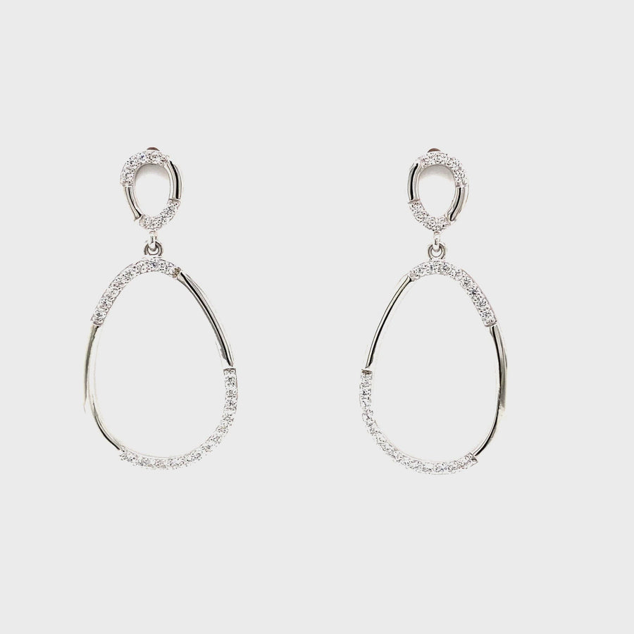 Cubic Zirconia & Sterling Silver Double Oval Drops