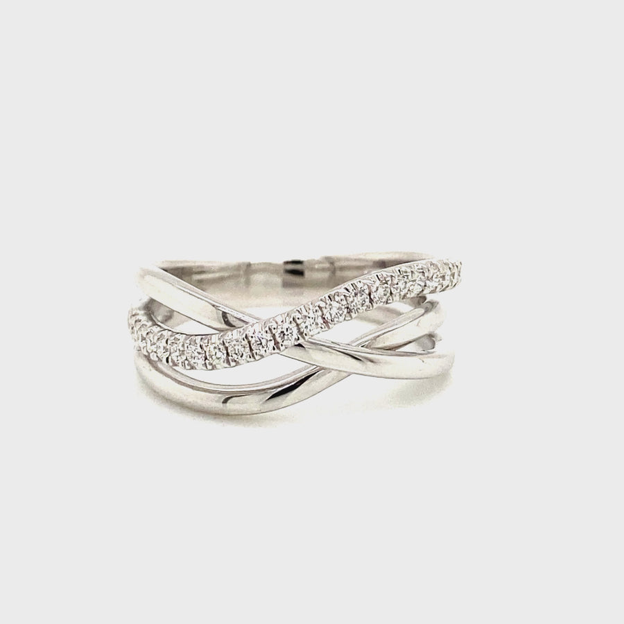 Diamond & White Gold Crossover Dress Ring