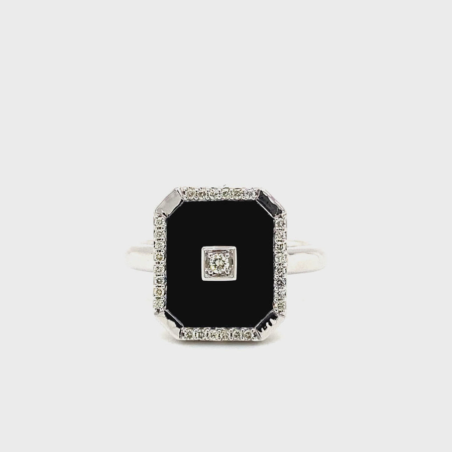 Onyx, Diamond & White Gold Dress Ring
