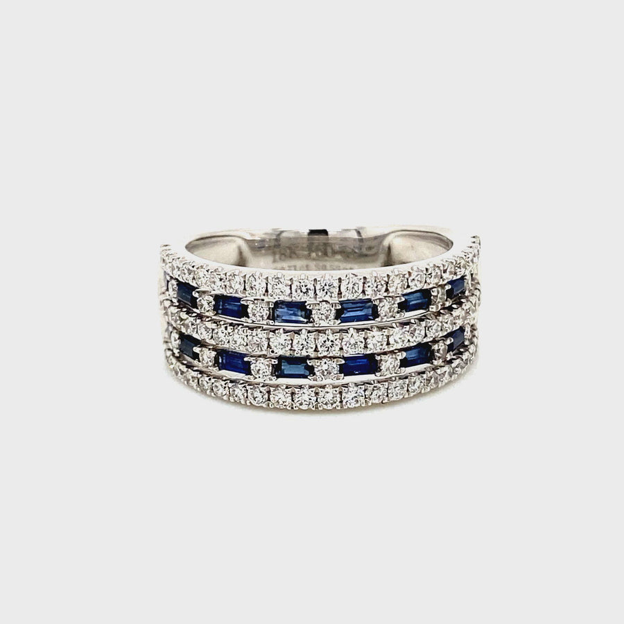 Diamond & Sapphire Wide Dress Ring