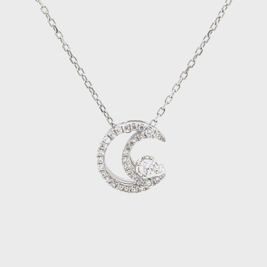 Diamond & White Gold Crescent Moon Slider