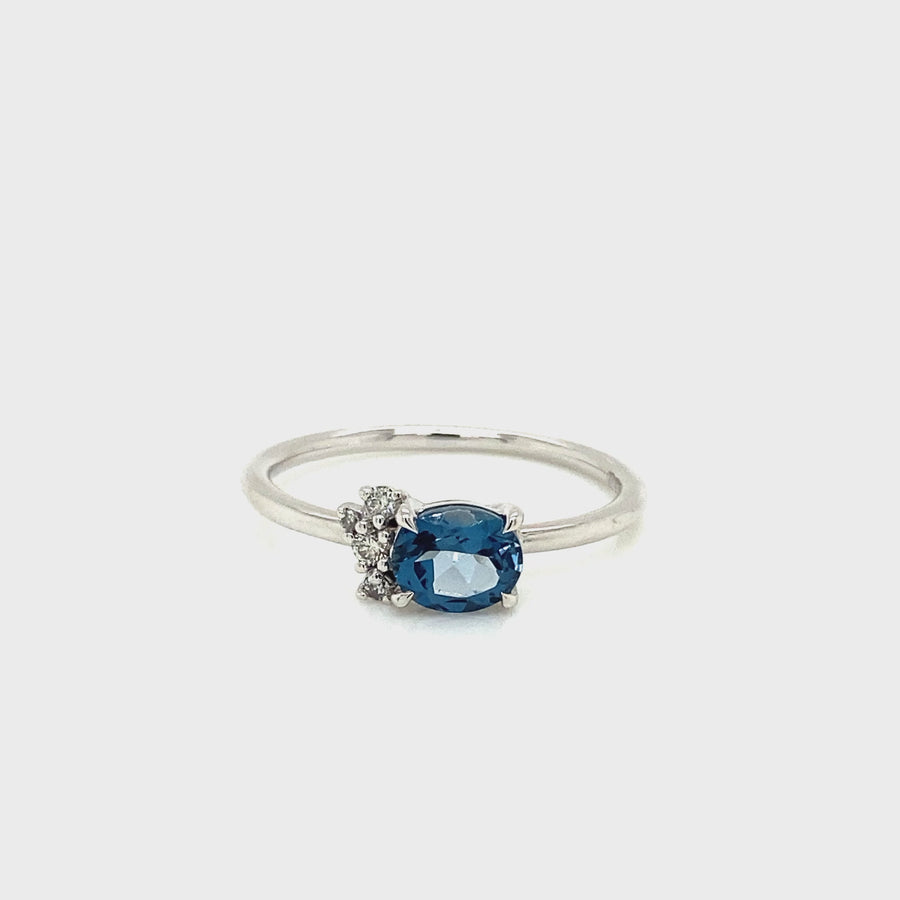 London Blue Topaz, Diamond & White Gold Dress Ring