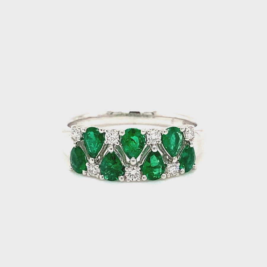 Emerald & Diamond Pear Dress Ring