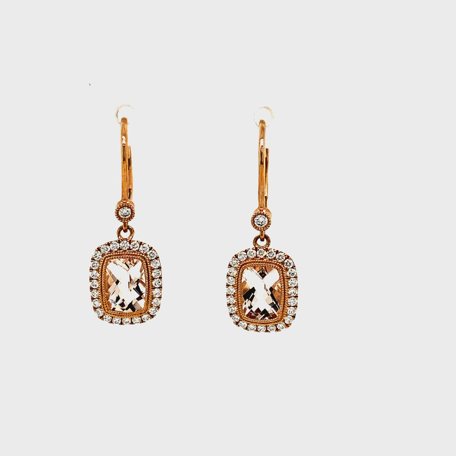 Morganite, Diamond & Rose Gold Drop Earrings