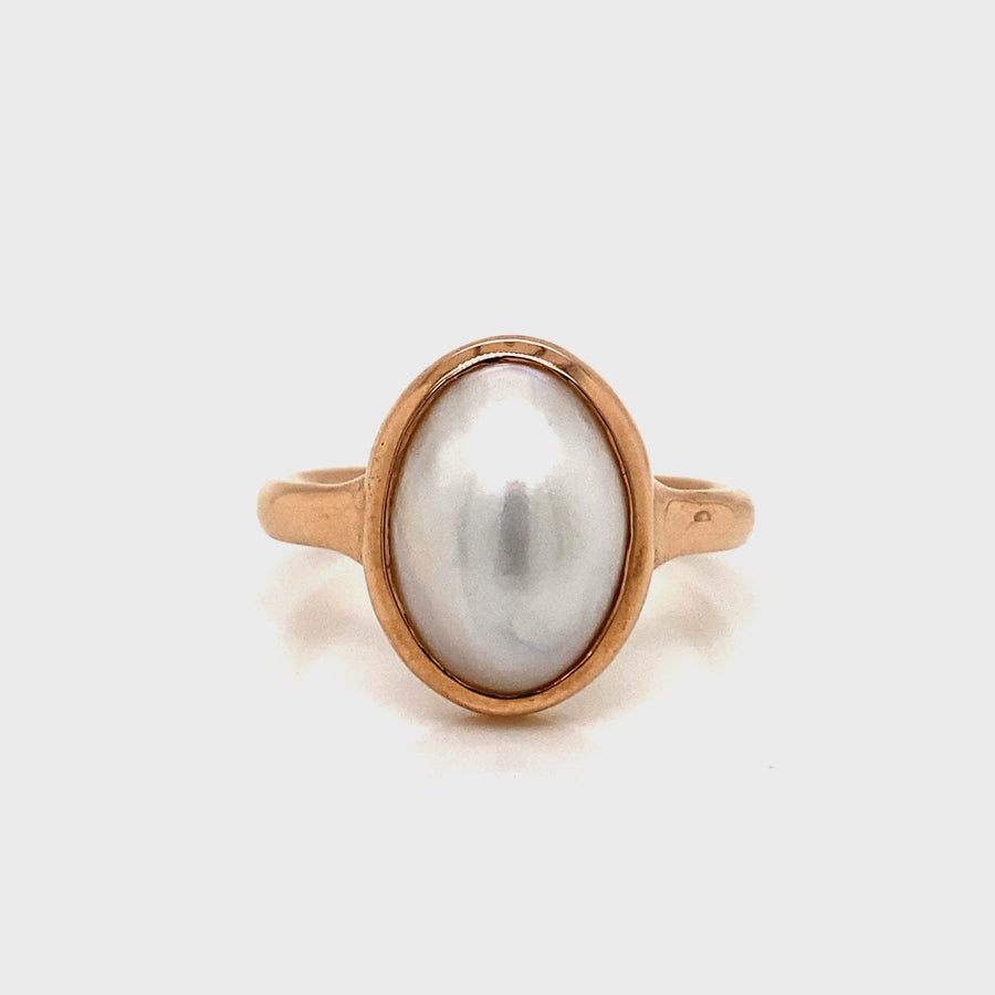 Oval Mabe Pearl & Rose Gold Dress Ring