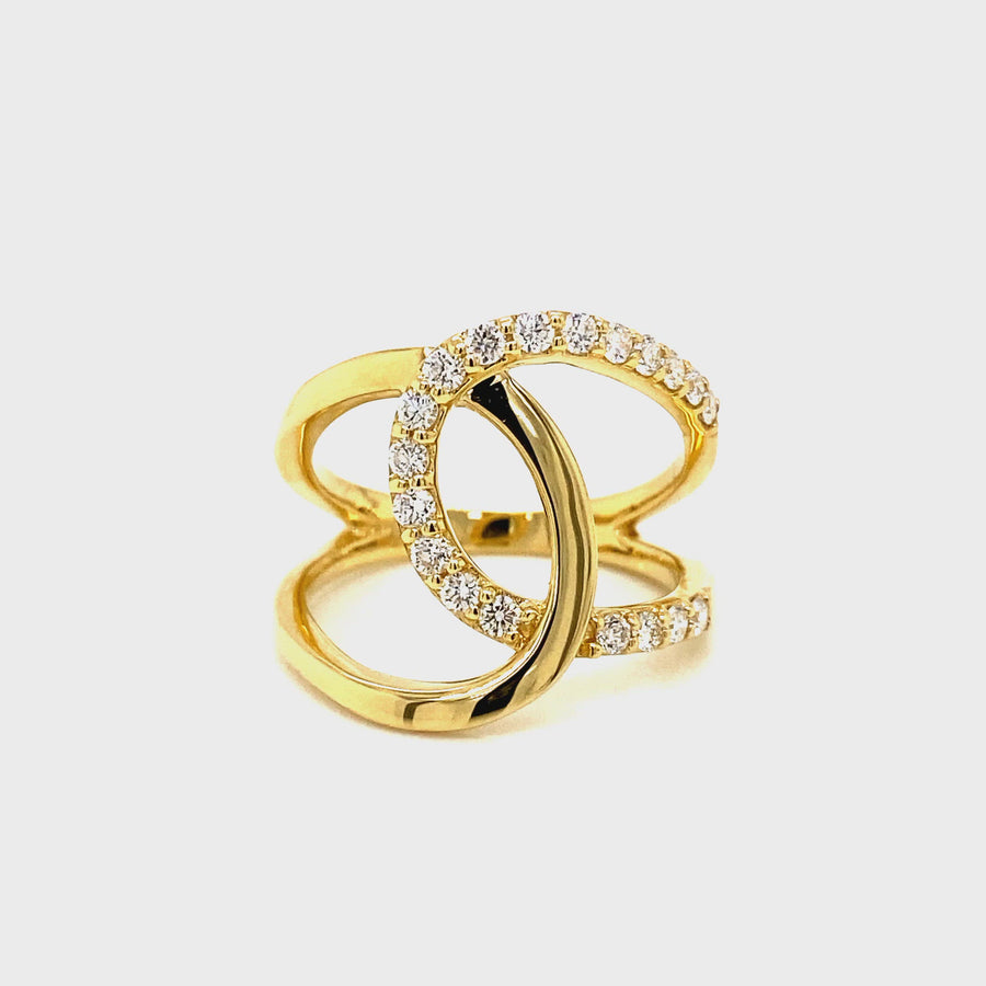 Diamond & Yellow Gold Crossover Ring