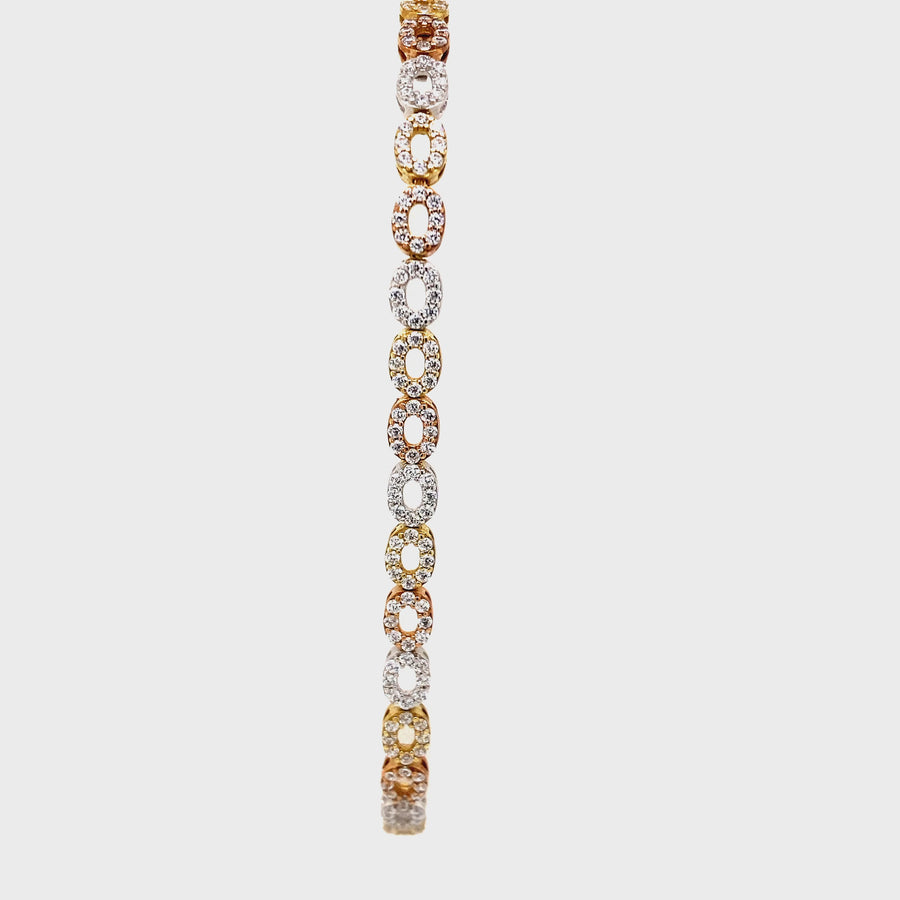 Cubic Zirconia, White, Yellow & Rose Gold Bracelet