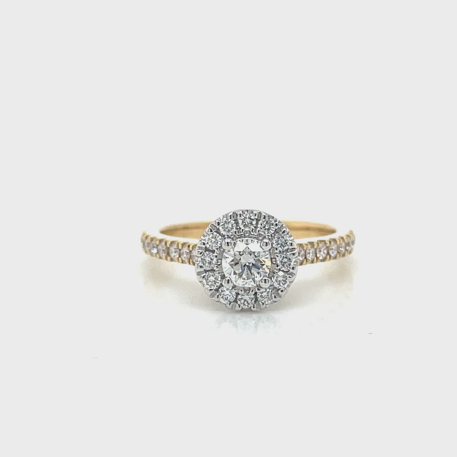Round Cut Diamond & Yellow Gold Engagement Ring