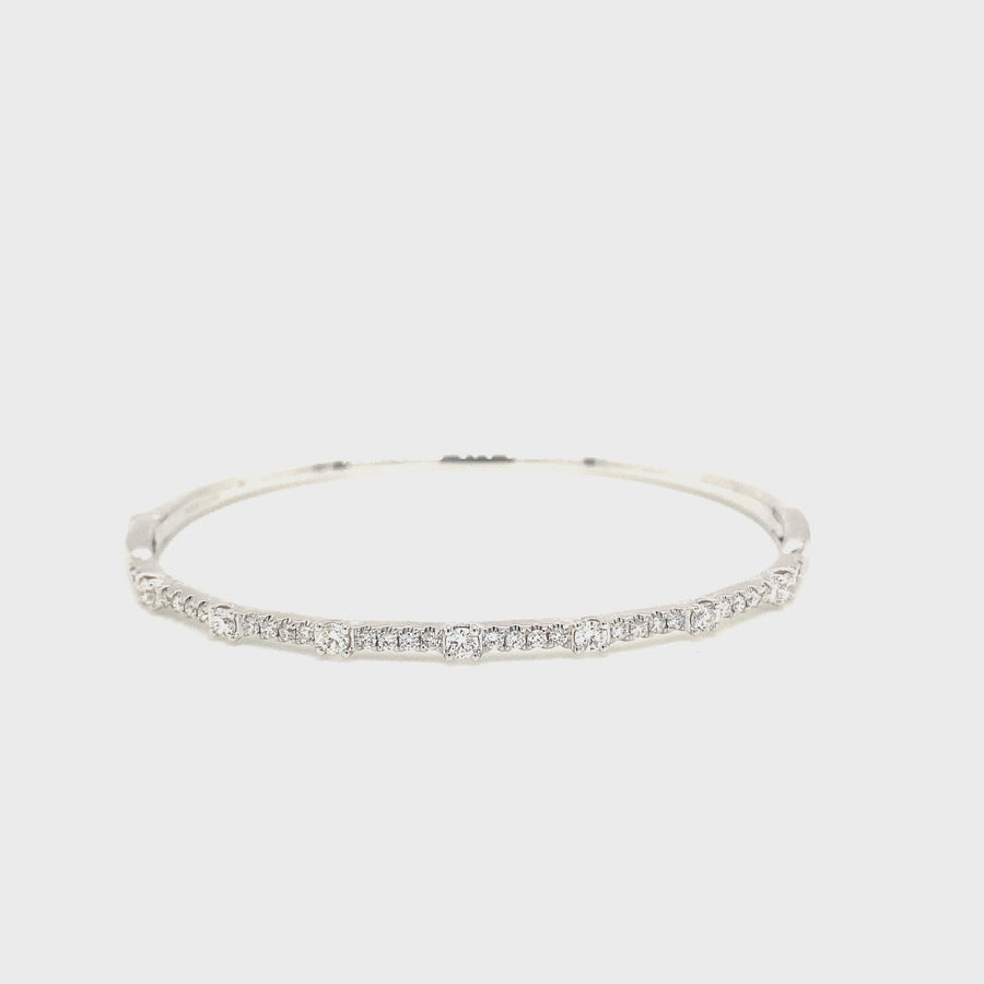 Diamond & White Gold Claw Set Hinged Bangle