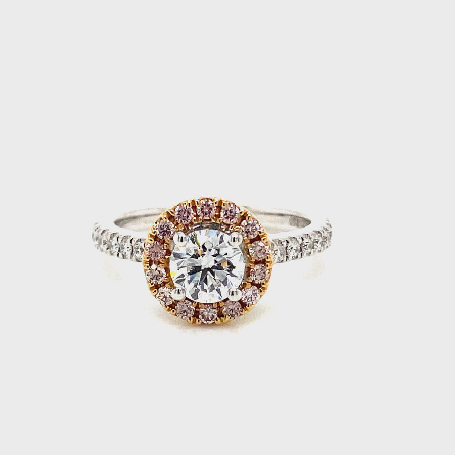 Pink Diamond Round Cut Engagement Ring