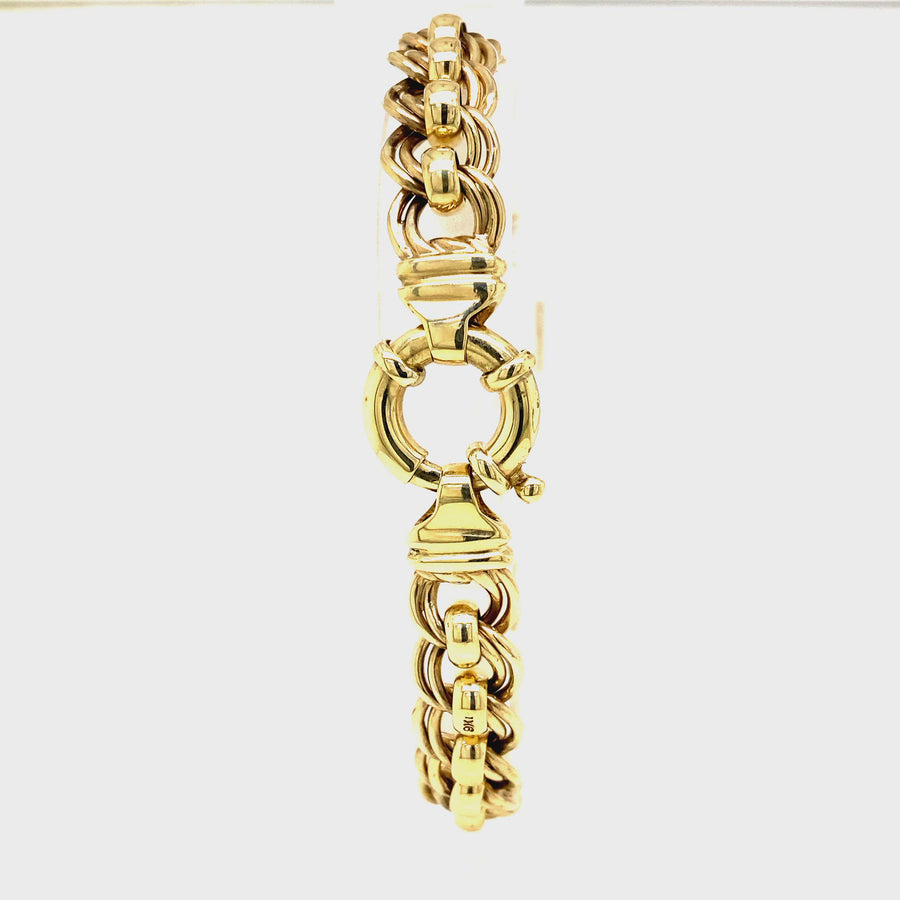 Yellow Gold Double Curb Roller Link Bracelet