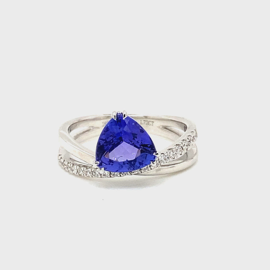 Trilliant Tanzanite & Diamond Dress Ring